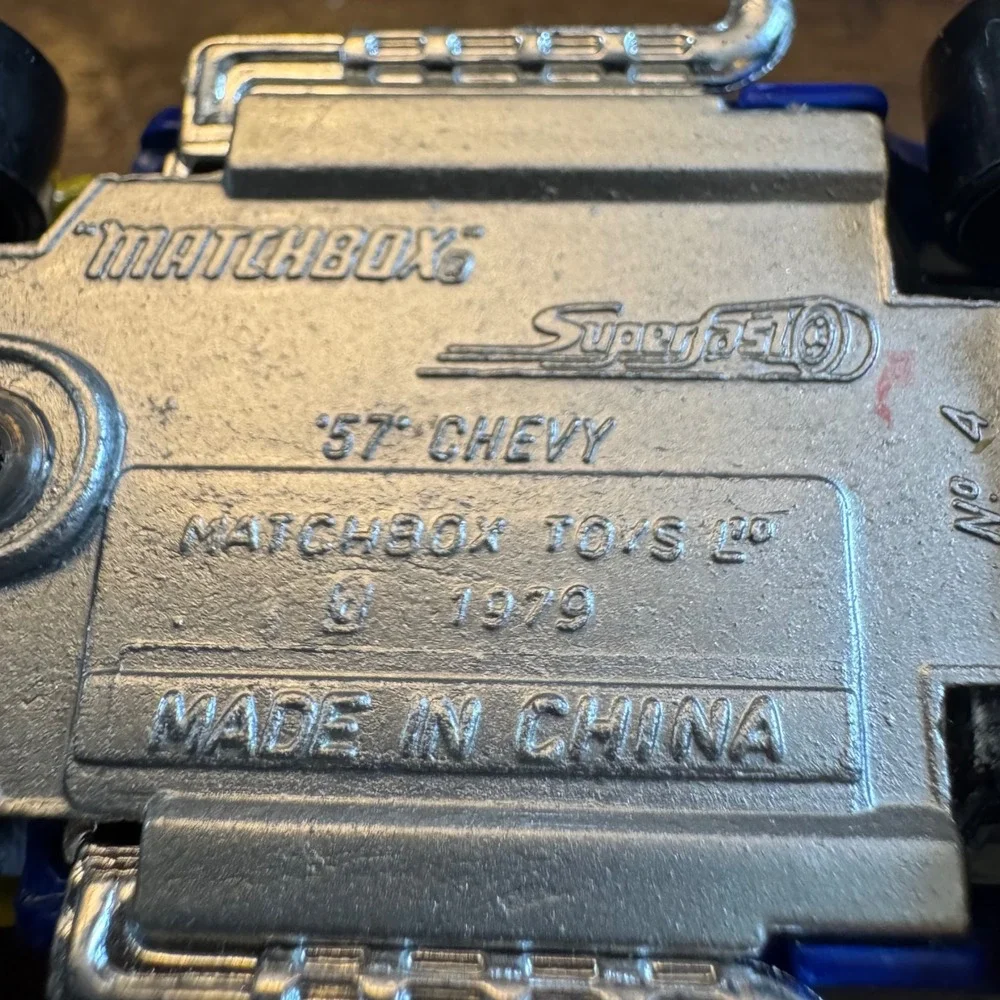Matchbox 57 Chevy Superfast No 4 Blue Yellow Flame Hot Rod Opening Hood 1979